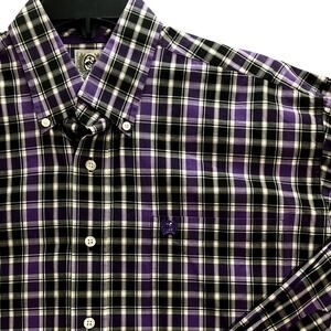 Cinch Vintage Western Shirt Men's Medium Purple/Black Plaid Logo Casual Rodeo